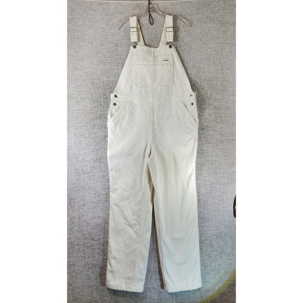 Duluth Trading Co Corduroy‎ Overalls Womens 16 Cream Heavy Weight Utility EUC